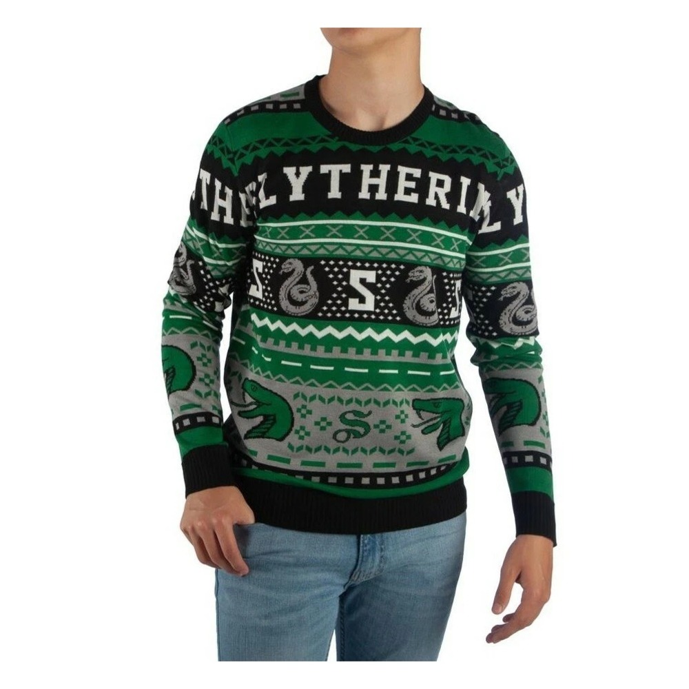 Size 2XL Harry Potter Slytherin Christmas Sweater Xmas Holiday Green Malfoy Ugly - Picture 6 of 6